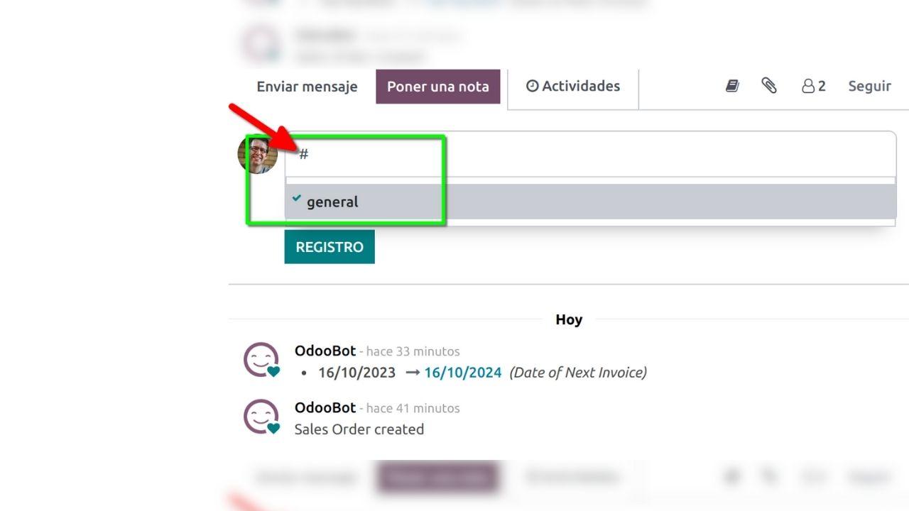 Como hacer ping a grupos en Odoo