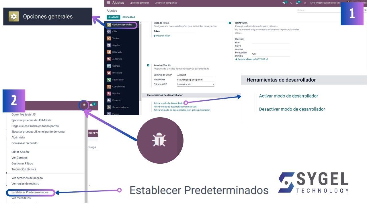 Ajuste general de los valores por defecto